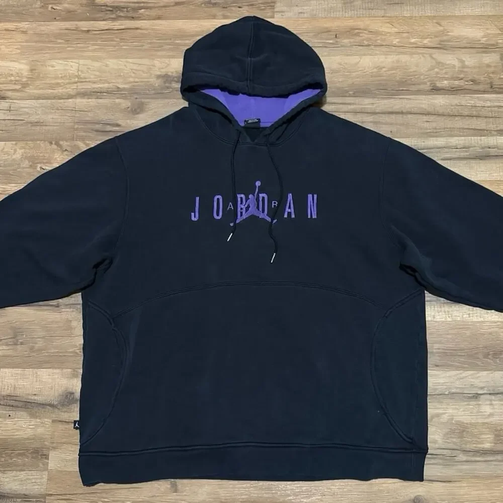 Y2K Air Jordan Black Purple Vintage Hoodie 374917-014 Sweatshirt